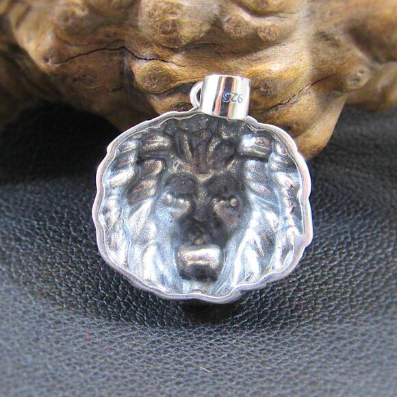 Solid 925 Sterling Silver Lion Head Face Pendant, Spirit Animal Totem Jewelry - Picture 3 of 10